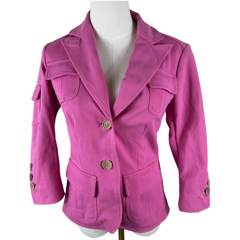 Diane von Furstenberg DVF Safari Teddy Blazer Womens 6 Pink Utility Jacket